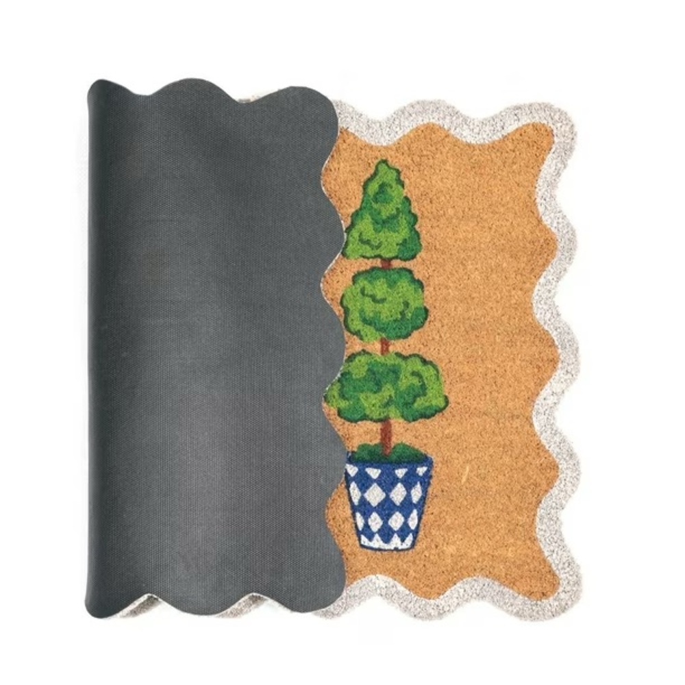 Scalloped Topiary Summer Coir Doormat, 23" x 35" - Picture 2 of 4
